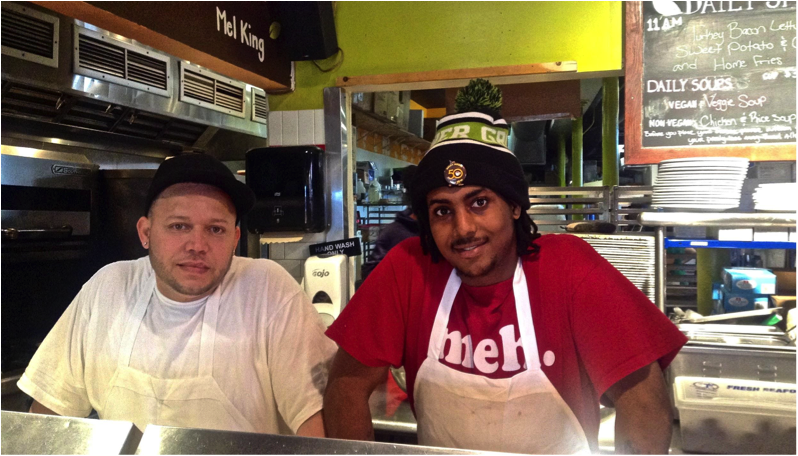 Two of the cafe chefs posing for a quick photo