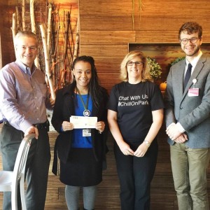 Photo of Owner Wendy Issokson with Anthony K. Stankiewicz, Daphney Mirand, and Scotland Huber from the Codman Square Health Center