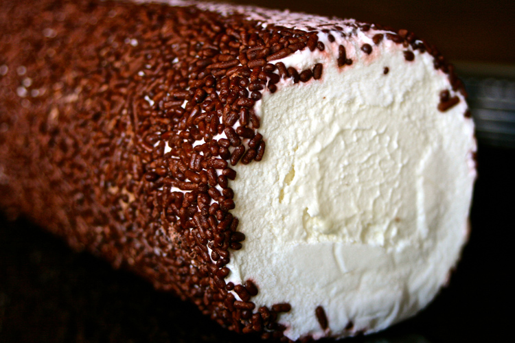 Close up photo of an ice cream roll