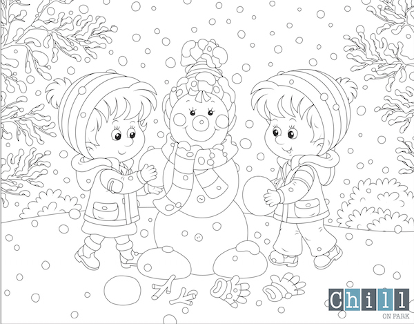 Chill on Park Winter Coloring Page