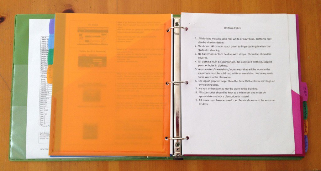 Photo of a uniform policy in a binder
