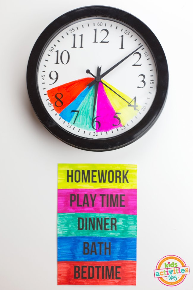 Photo of a colorful after school clock