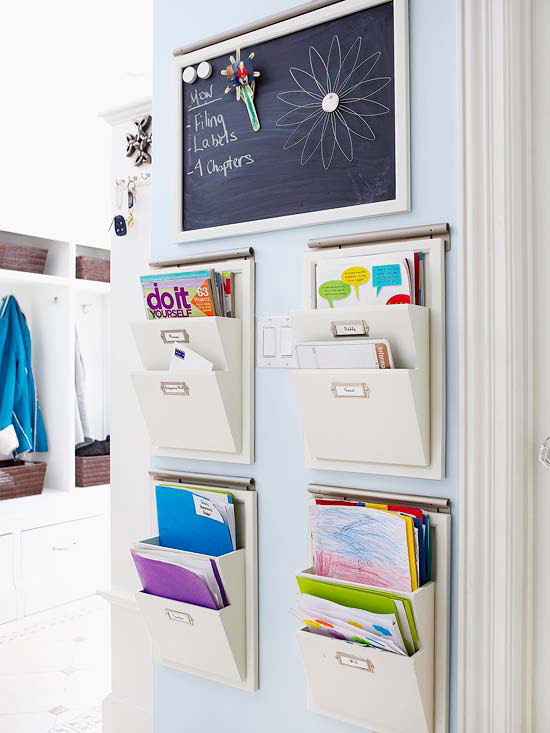 Photo of a student's organized command station on wall