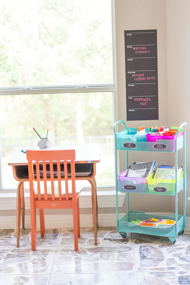 Photo of a child's homework station